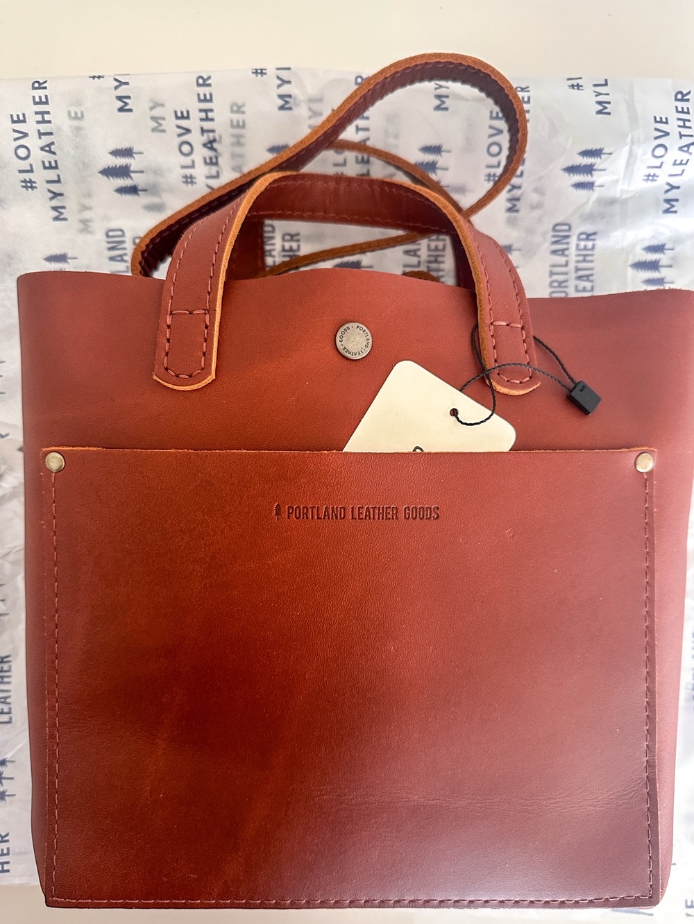 NWT Portland Leather Goods Mini Crossbody Tote Bag in Honey - Picture 4 of 16